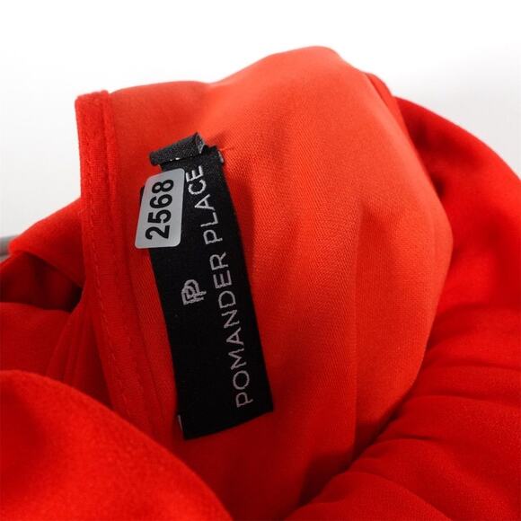 EUC Pomander Place Blythe Red Ruffle Collar Bow Tie Back Dress XS 2568-36 - Picture 9 of 9